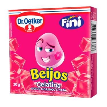 Imagem de Gelatina DR. Oetker Fini Beijos Sabor Morango e Nata 20g