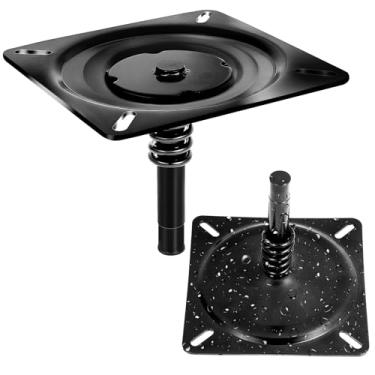Imagem de FullMayPro Pacote com 2 pinos de base de assento de barco com pedestal banhado para poste de pedestal marítimo de 9,5 cm, suporte giratório de pino de aço galvanizado com mola para pontão marinho Jon