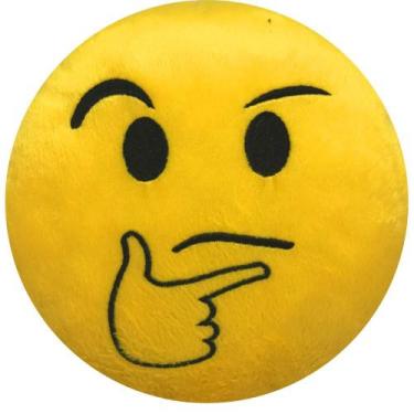 Imagem de Almofada Emoji Pelúcia 45cm desconfiado - Vitor Bordados