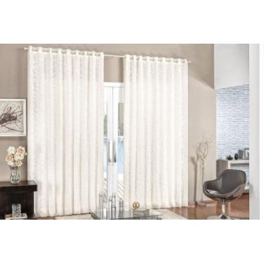 Imagem de Cortina Renda sala ou quarto com voal 2,00x1,70 para varão 2m cor palh