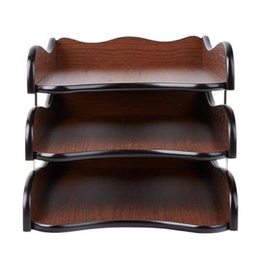 Imagem de MERIGLARE Bandeja de entrada de madeira, arquivo, documentos, suporte para material de escritório, bandeja para cartas, organizador de mesa, prateleiras de