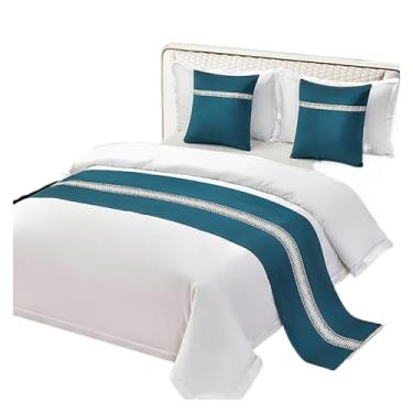 Imagem de HSTANGKY Lenço de corredor de cama de hotel luxuoso elegante decoração de cama cachecol macio para pé da cama proteção durável para cama de solteiro queen size - azul ||Queen 19,7 x 94,4