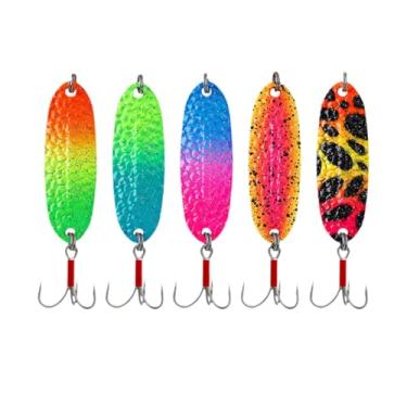 Imagem de Aymzbd 5x colheres de pesca iscas de pesca equipamento de metal spinnerbaits lantejoulas duras equipamentos para lúcios, percas, bagres, trutas, salmão, 7g 5.7 Cm