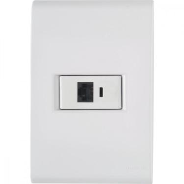 Imagem de Conj 4x2 1 Tomada Telefone Rj11 Tramontina Liz Branco