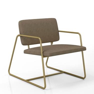 Imagem de Poltrona Decorativa Estofada Sintra Dourado/suede Capuccino - M.a