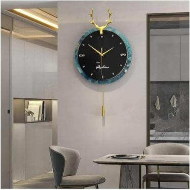 Imagem de DSSYUYERT Relógio de parede, decoração de cozinha, relógio de parede com pêndulo, sem tique-taque, relógios grandes silenciosos, mostrador redondo de vidro, decoração de arte, sala de estar, casa