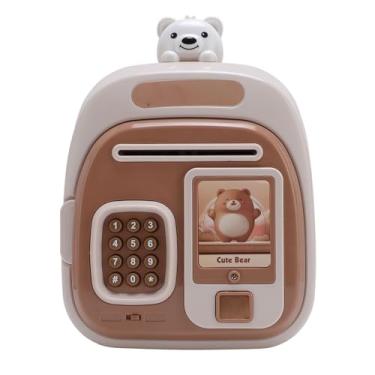 Imagem de Cofrinho com senha, impressão digital para crianças com grande capacidade (marrom)