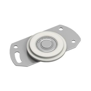 Imagem de Roldana 40mm com Base para Porta de Correr – Guarda-Roupas e Armários – Aço e Nylon com Rolamento – Suporta até 40kg – Compatível com Trilhos Simples e Duplos