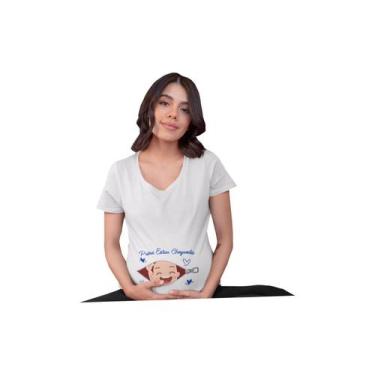 Imagem de Camiseta Gestante Estou Chegando Papai Chá De Bebê Grávida de Menino B