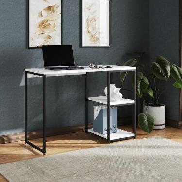 Imagem de Mesa Escritório Berlim Industrial com Prateleira Ferro Preto Tampo 110