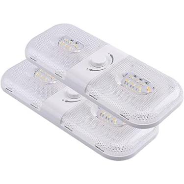 Imagem de KONPWAY Luzes Led De 12 Volts Para Trailer Com Interruptor Liga/Desliga, Regulável, 3 Temperaturas Cor, 10 W, 1000 Lm, Iluminação Interna Van, Trailer, Barco, Pacote 2