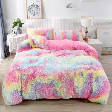 Imagem de Conjunto de capa de edredom RYNGHIPY Ultra Soft Long Hair Shaggy Full