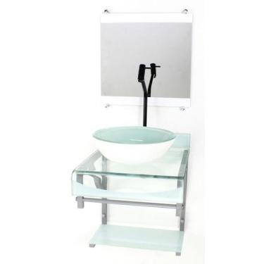 Imagem de Gabinete de vidro 40cm para banheiro curvado duplo pc cuba redonda bra