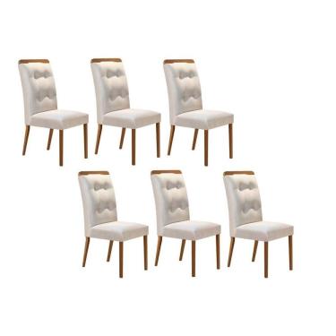 Imagem de Kit 4 Cadeiras Sala Jantar Imperatriz 6 Un Capuccino/Suede Creme - Rufato