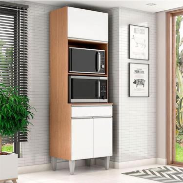 Imagem de Armário Paneleiro Torre Quente 2 Fornos Ambiente Andréia Amêndoa Branco - Ajl