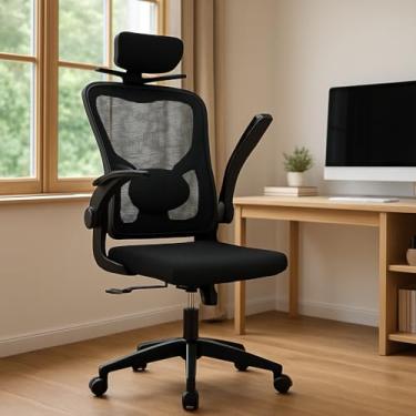 Imagem de Cadeira de Escritório Ergonômica Python Fly – Apoio Lombar, Encosto Reclinável, Apoio de Cabeça, Braços Ajustáveis, Giratória, Tecido Respirável – Preta