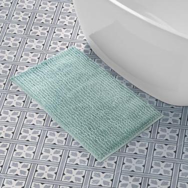 Imagem de Laura Ashley Tapete de banho de chenille de manteiga, tapete de banheiro felpudo absorvente, tapete de pelúcia antiderrapante para banheira e pia - (51 x 86 cm) verde sálvia