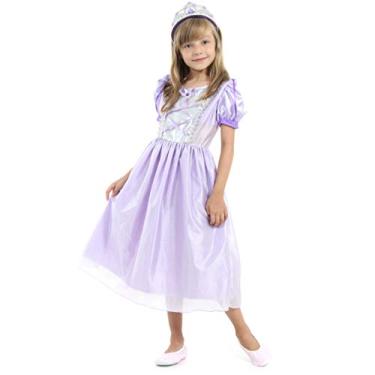 Imagem de Fantasia Rapunzel Infantil Princesa Enrolados Com Coroa (G 9-12)