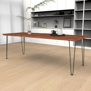 Imagem de MDpygsfj Pernas de grampo de cabelo de 71 cm, pernas de mesa de centro para mesa de cabeceira, mesa de centro, mesa, etc. com protetores de piso de borracha preta 10 peças