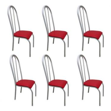 Imagem de Kit 6 Cadeira Sala Jantar Aço Tubolar Cozinha material sintético Junco