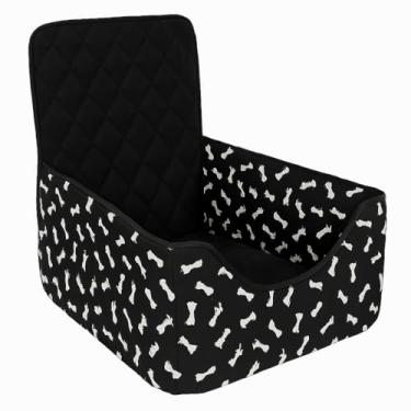 Imagem de Capa Protetora Assento Banco de Carro Pet Cama Cachorro Lavável Eco Reutilizável(Preto Estampado,G)