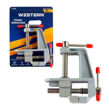 Imagem de Torno Miniatura de Bancada, Morsa com Abertura de 27mm, Cinza