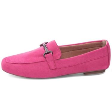 Imagem de EMILY ONLINE, Sapato Mocassim Feminino Camurça Bico Fino Confortável Casual Elegante com Bridão (Pink, BR, Adulto, Numérico, 38)