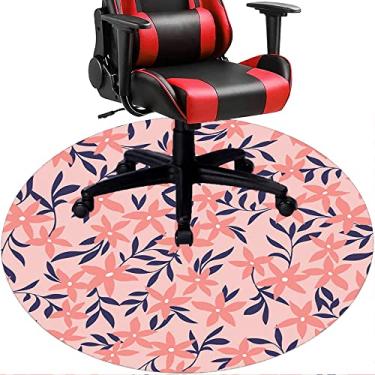 Imagem de Tapete de cadeira de escritório com flores, textura de flor, tapete de cadeira de mesa para piso de madeira de escritório em casa, protetor de piso de pilha baixa, redondo 78,7 cm