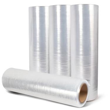 Imagem de Filme Plástico Stretch para Embalagem, 4 Rolos, Transparente, 500mm x 200 metros, 25 Micras