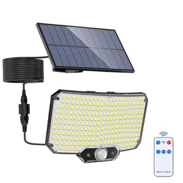 Imagem de Holofote Solar LED, Refletor Solar Externo com Sensor de Movimento, Luz de Segurança 234 LEDs – 3 Modos de Iluminação, Controle Remoto, IP65 à Prova d’Água, Cabo de Extensão 5 metros