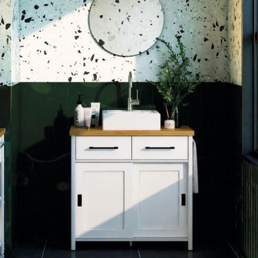 Imagem de Gabinete Armário Banheiro 78,3x85x44,6 Cm Branco