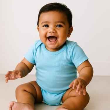 Imagem de Body manga curta bebe menino algodão liso básico bodie neném enxoval m