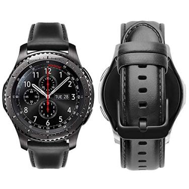 Imagem de iBazal Pulseira de relógio Gear S3 de 46 mm, Gear S3 Frontier/Classic com fecho preto de 22 mm, pulseira de substituição para Samsung Gear S3 Frontier/Classic SM-R760/Galaxy 3 de 45 mm - fecho preto + preto