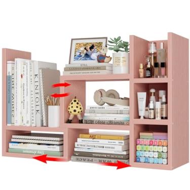 Imagem de NUTIKAS Prateleiras de mesa organizador de mesa - Organização de escritório rosa para organizadores de mesa e acessórios de canto prateleiras de mesa pequenas decorações para escritório