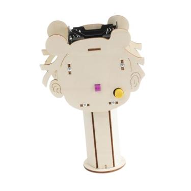 Imagem de YIJU Conjunto de experimentos de máquina de bolhas elétrica faça você mesmo, presentes de aniversário de madeira resistentes, projeto de haste montada à