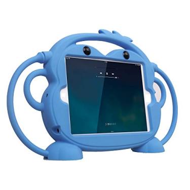 Imagem de CHIN FAI Capa Infantil Para Ipad Mini 1/2/3/4/5 - Protetora De Silicone Com Alça E Suporte À Prova Choque Apple 7,9" 1ª, 2ª, 3ª, 4ª 5ª Geração [Série Macaco Dupla Face] (Azul)
