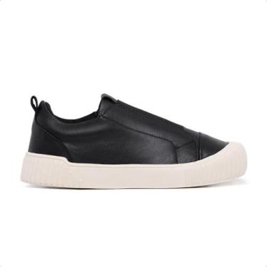 Imagem de tenis feminino em couro slip on - Via Madamah, Preto, 35