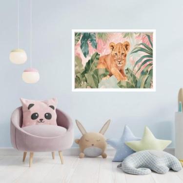 Imagem de Quadro Decorativo Leão Floresta - 50x70cm - Quadros On-line, Moldura P