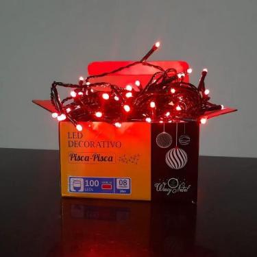 Imagem de Pisca-Pisca 100 Leds 08 Funções Vermelho Rio De Ouro