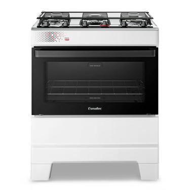 Imagem de Fogão a Gás Mesa Inox Super Chama Tampa de Vidro Forno 84L Limpa Fácil e Acendimento Automático IDEAL Top T5IAB Cor Branco 5 bocas Bivolt