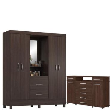 Imagem de Guarda Roupa Casal Lord com Cômoda London Café - Demóbile