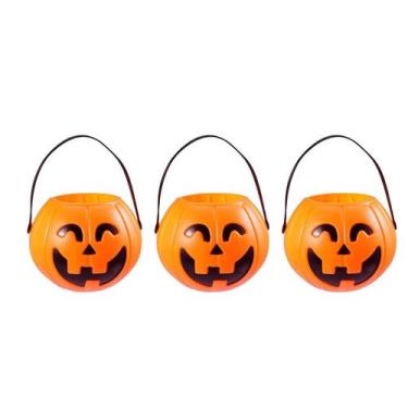 Imagem de 3 Mini Balde Abobora Halloween Festa 7cm - NS
