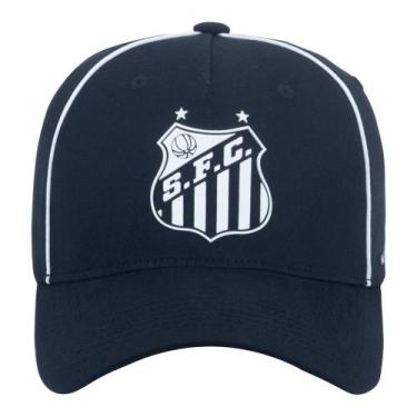 Imagem de Boné Santos Silk Frontal Licenciado Sportcom  Preto Branco