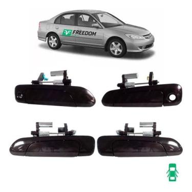Imagem de Maçaneta da porta honda civic 1.7 2001 á 2006 externa dianteira kit c/