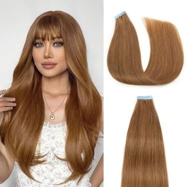 Imagem de Fita adesiva em extensões de cabelo AGMITY #30 Castanho claro 60 cm 20 unidades 50 g