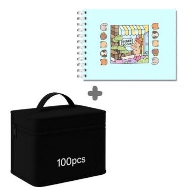 Imagem de 80/100/120 Cores Caneta Marcadora Kit Com Ponta Dupla - Lumin, Caderno
