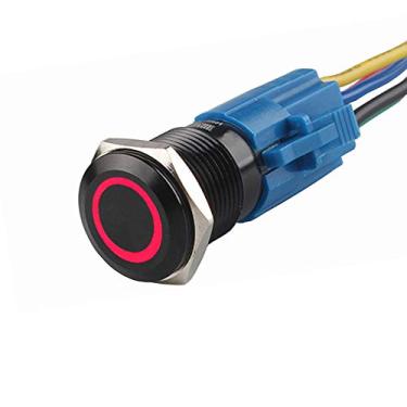 Imagem de ESUPPORT 19 mm 12V 5A Carro Luz de LED Olho de anjo Botão de pressão de metal Tomada de interruptor Trava Preto Capa