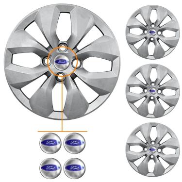 Imagem de Jogo 4 Calotas Ford Ka Hatch Sedan 2015 a 2018 Fiesta Courier Aro 14