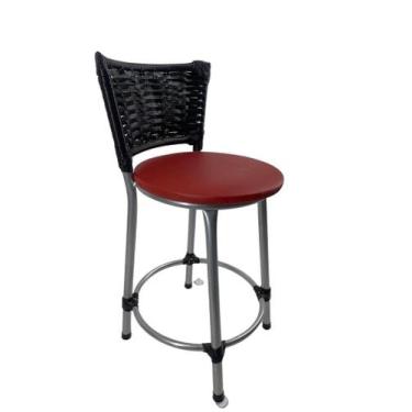 Imagem de Kit banqueta baixa junco cozinha gourmet bancada americana - FortMix, 