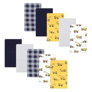 Imagem de Luvable Friends Hudson Baby Flanela Burp Panos, pacote com 10, Escavadora, 12.5x15 inches